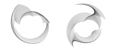 Tasarım elemanları. Halka daire zarif çerçeve kenarı. Soyut Dairesel logo elementi siyah beyaz arka planda izole edildi. Yaratıcı sanat. Yeni ürün tanıtımı için vektör illüstrasyon EPS 10 dijital