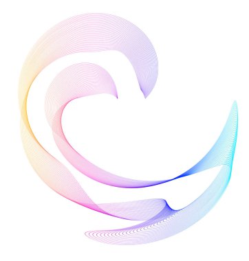 Renkli çizgilerin dalgası. Beyaz arka planda soyut dalgalı çizgiler izole edilmiş. Yaratıcı çizgi sanatı. Vektör illüstrasyon EPS 10. Karıştırma Aracı kullanılarak dizayn ögeleri oluşturuldu. Eğik düz bant