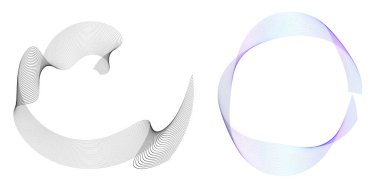 Renkli çizgilerin dalgası. Beyaz arka planda soyut dalgalı çizgiler izole edilmiş. Yaratıcı çizgi sanatı. Vektör illüstrasyon EPS 10. Karıştırma Aracı kullanılarak dizayn ögeleri oluşturuldu. Eğik düz bant