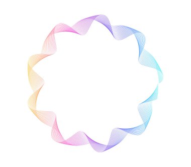 Tasarım elemanları. Halka daire zarif çerçeve kenarı. Beyaz arka plandaki soyut dairesel logo elemanı izole edildi. Yaratıcı sanat. Yeni ürün tanıtımı için vektör illüstrasyon EPS 10 dijital