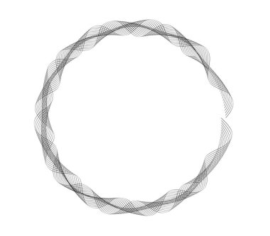 Tasarım elemanları. Halka daire zarif çerçeve kenarı. Soyut Dairesel logo elementi siyah beyaz arka planda izole edildi. Yaratıcı sanat. Yeni ürün tanıtımı için vektör illüstrasyon EPS 10 dijital