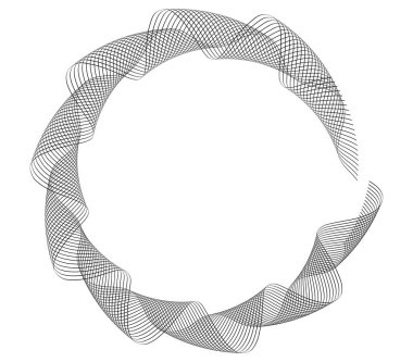 Tasarım elemanları. Halka daire zarif çerçeve kenarı. Soyut Dairesel logo elementi siyah beyaz arka planda izole edildi. Yaratıcı sanat. Yeni ürün tanıtımı için vektör illüstrasyon EPS 10 dijital