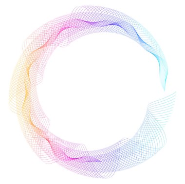 Tasarım elemanları. Bir sürü mor çizgi çemberi dalgası. Beyaz arka planda soyut dalgalı çizgiler izole edildi. Vektör illüstrasyon EPS 10. Karışımı kullanarak çizgiler oluşturulmuş renkli dalgalar