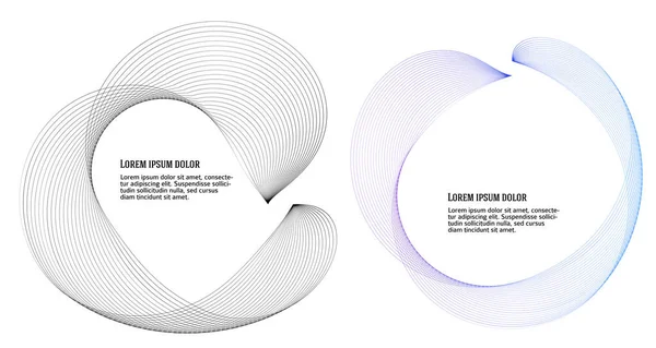 Elementos Diseño Ola Muchas Líneas Púrpuras Anillo Círculo Rayas Onduladas — Vector de stock