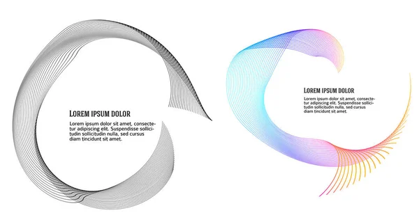 デザイン要素 多くの紫色の線の輪の波 白い背景に垂直波状の縞模様が孤立している ベクトルイラストEps あまりにもブレンドを使用して作成された行とカラフルな波 — ストックベクタ