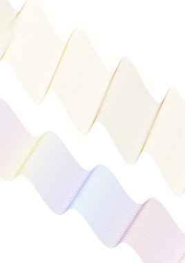 Renkli çizgilerin dalgası. Beyaz arka planda soyut dalgalı çizgiler izole edilmiş. Yaratıcı çizgi sanatı. Vektör illüstrasyon EPS 10. Karıştırma Aracı kullanılarak dizayn ögeleri oluşturuldu. Eğik düz bant