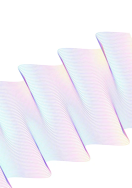 Vinka Många Färgade Linjerna Abstrakta Vågiga Ränder Vit Bakgrund Isolerad — Stock vektor