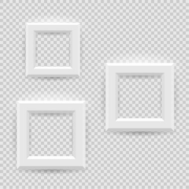 Şeffaf arkaplanda gölgesi olan kare çerçeve tasarımı sunumu. İzole edilmiş boş masa vektörü illüstrasyonu üzerinde 3B Pankart Duruşu Fotoğraf, resim ve metin tanıtımı için EPS 10