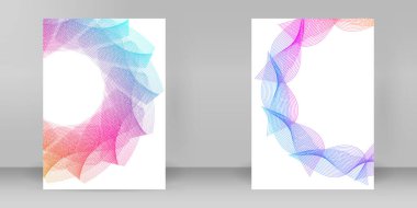 Geniş çizgili ve modern renk eğimli yaratıcı soyut el ilanı veya broşür kapağı. Rapor, teknik markalaşma veya tanıtım etkinliği sunumu için çok amaçlı A4 düzeni