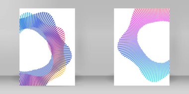 Geniş çizgili ve modern renk eğimli yaratıcı soyut el ilanı veya broşür kapağı. Rapor, teknik markalaşma veya tanıtım etkinliği sunumu için çok amaçlı A4 düzeni