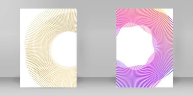 Geniş çizgili ve modern renk eğimli yaratıcı soyut el ilanı veya broşür kapağı. Rapor, teknik markalaşma veya tanıtım etkinliği sunumu için çok amaçlı A4 düzeni