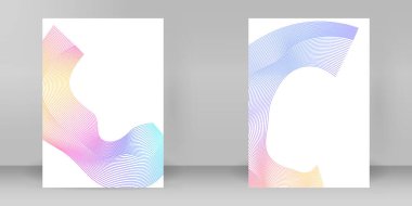 Modern renkli dairesel çizgileri olan Vektör A4 iş şablonu. Şirket raporları, teknik sunumlar, reklamlar veya soyut tanıtım broşürleri için kullanın. Tamamen düzenlenebilir