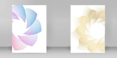 Asgari Posterler, Dijital Arkaplanlar ve Çağdaş Grafiksel Projeler için Değişken Dalga Çizgileri ve Soyut Geometrik Şekiller