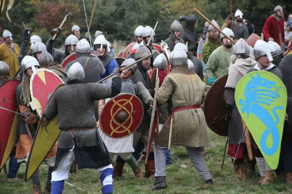 Battle Reino Unido Octubre 2019 Los Recreadores Recrean Batalla Hastings —  Fotos de Stock