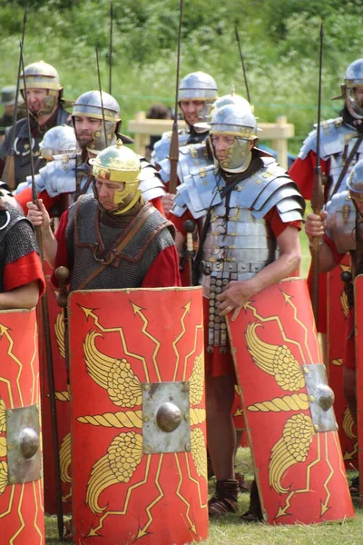 Oud Sarum Mei 2019 Romeinse Soldaat Een Deel Van Enactment — Stockfoto