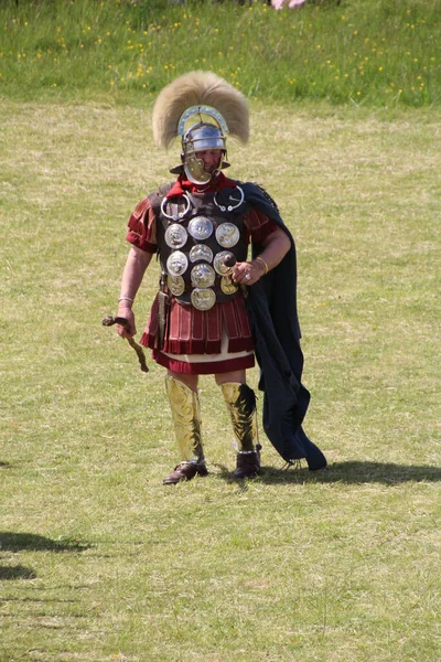 Old Sarum Května 2019 Římští Vojáci Součást Enactment Skupiny Souboj — Stock fotografie