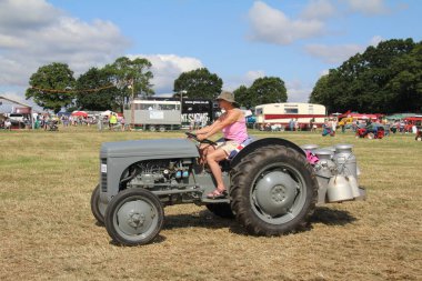 Southampton, İngiltere - 28 Temmuz 2019: Yıllık Netley Steam and Craft Show 'da eski traktör sergileniyor.