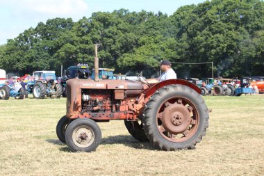 Southampton, İngiltere - 28 Temmuz 2019: Yıllık Netley Steam and Craft Show 'da eski traktör sergileniyor.