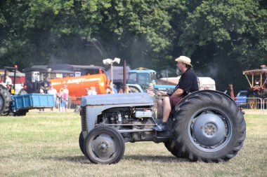Southampton, İngiltere - 28 Temmuz 2019: Yıllık Netley Steam and Craft Show 'da eski traktör sergileniyor.