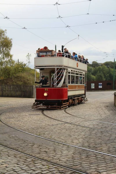 Newcastle Ngiltere Eylül 2018 Eski Restore Edilmiş Tramvay Turistleri Açık — Stok fotoğraf