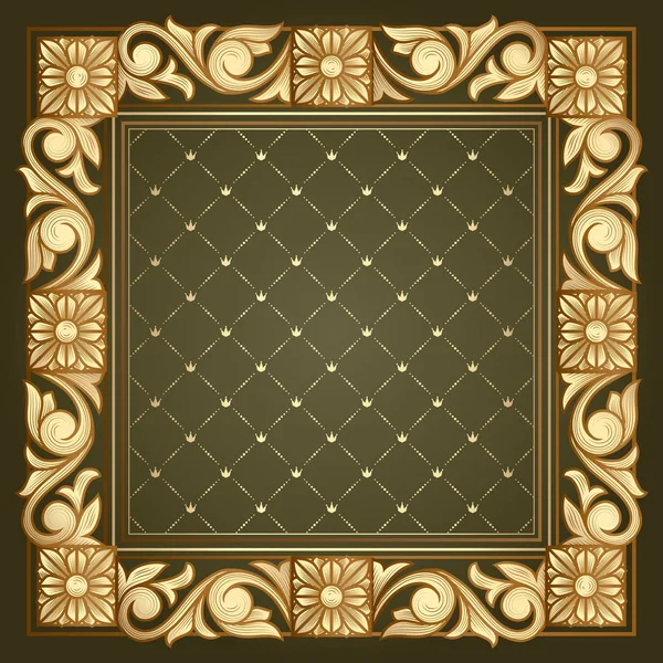 Donker Groen Decoratief Patroon Met Gouden Bloemen Sieraad Vectorillustratie — Stockvector