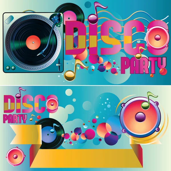 Affiche de fête disco avec des notes — Image vectorielle