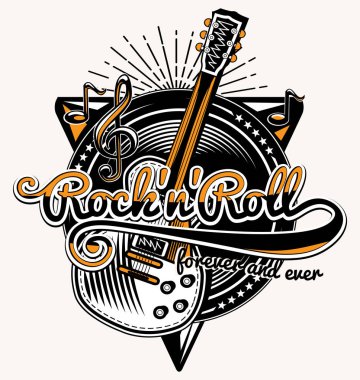 Rock and roll gitar müzik tasarımı, vektör çizim