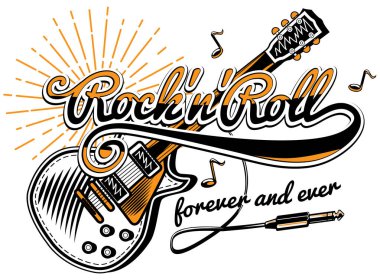 Rock and roll gitar müzik tasarımı, vektör çizim