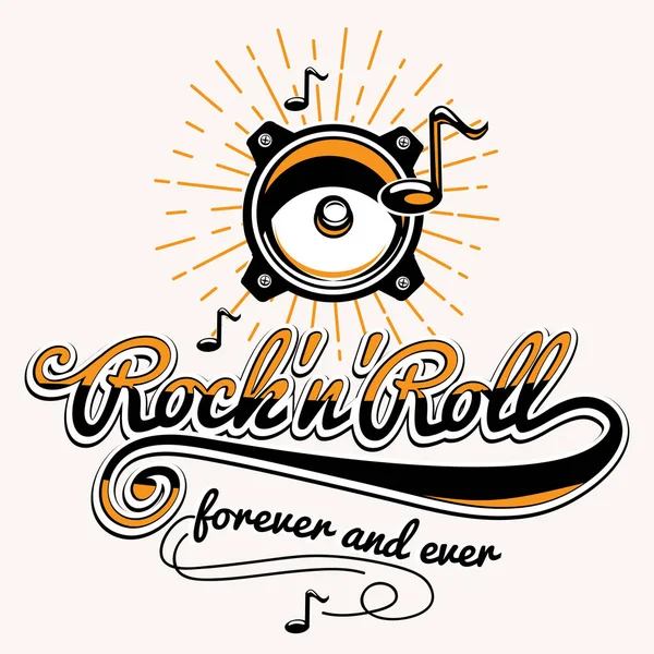 Rock Roll Muziek Embleem Vectorillustratie — Stockvector