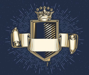 mavi antik çerçeve altın dekor şerit, vektör çizim ile 