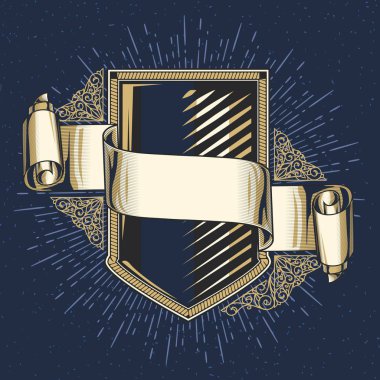 mavi antik çerçeve altın dekor şerit, vektör çizim ile 