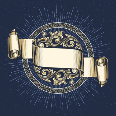 mavi antik çerçeve altın dekor şerit, vektör çizim ile 