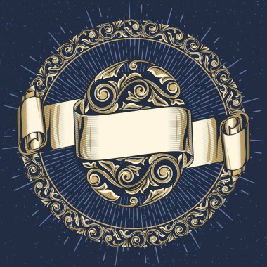 mavi antik çerçeve altın dekor şerit, vektör çizim ile 