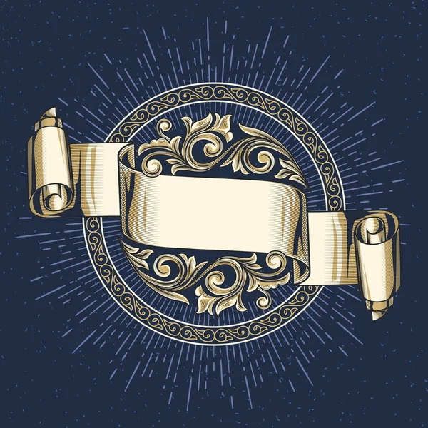 mavi antik çerçeve altın dekor şerit, vektör çizim ile 