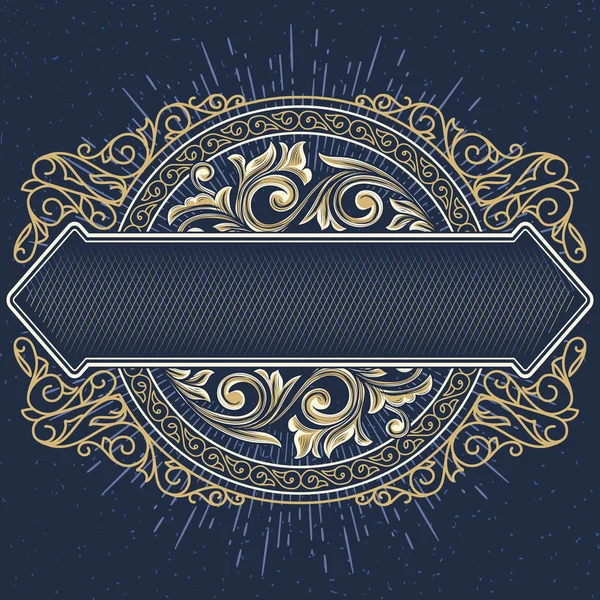 mavi antik çerçeve altın çiçek dekor, vektör çizim ile 