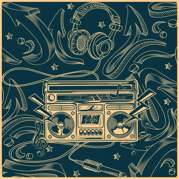 グラフィティ スタイルのオーディオ ・ カセット テープ — ストックベクタ