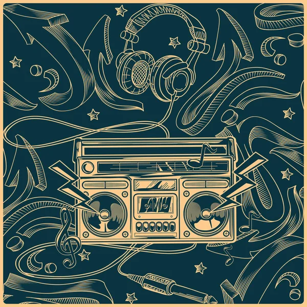 Audio cassette in graffiti stijl — Stockvector