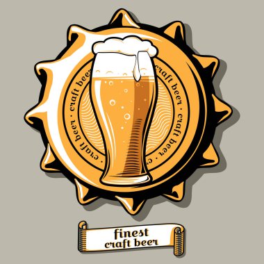 beer emblem with glass, vector illustration clipart