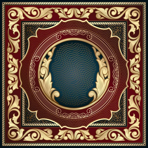 Altın süslü art deco vintage kartı, vektör çizim