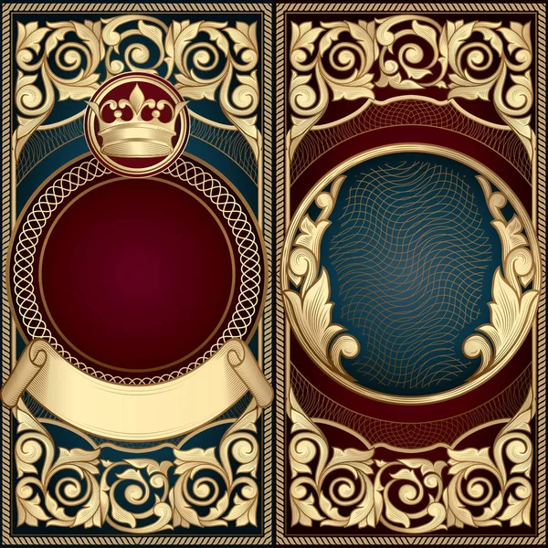 altın çiçek süsleme, vektör çizim ile renkli dekoratif çerçeve kümesi