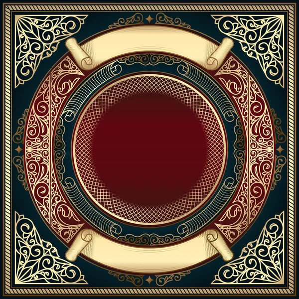 Altın süslü art deco vintage kartı, vektör çizim