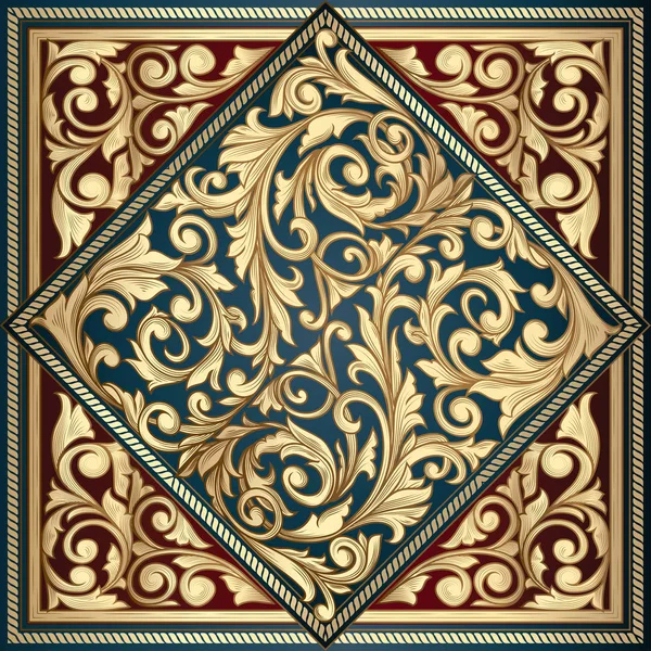 Altın çiçek dekor, vektör çizim ile süslü Victoria çerçeve