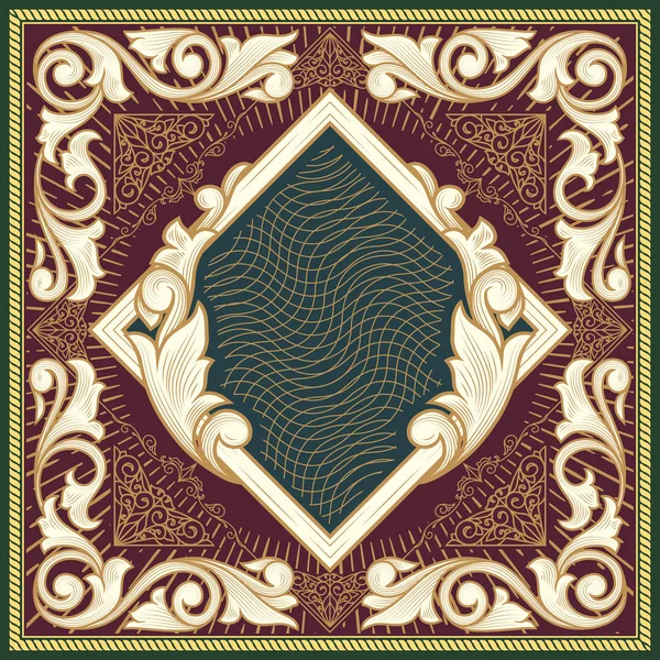 Marsala vintage süslü çerçevelemek ile altın çiçek başlangıç, vektör çizim