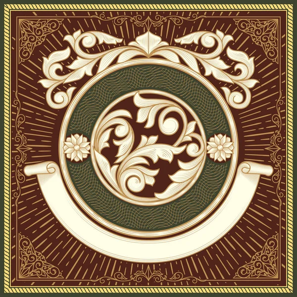 vektör çizim altın çiçek öğelerle süslü vintage çerçeve