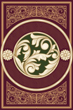 vektör çizim altın çiçek öğelerle süslü vintage çerçeve