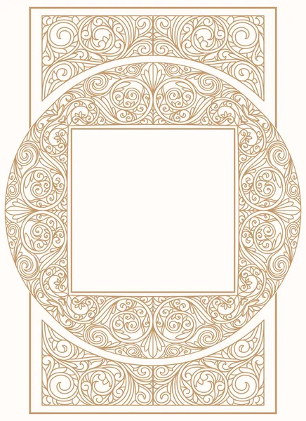 Beige Ram Med Blommiga Inslag Vektorillustration — Stock vektor