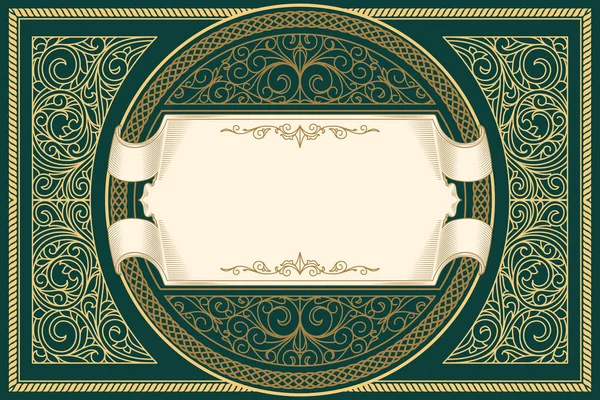 altın çiçek öğeleri, vektör çizim ile yeşil amblemi