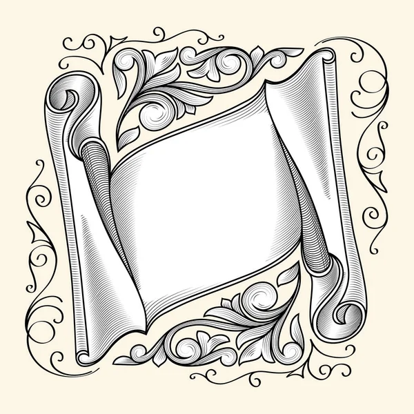 Beige Frame Floral Elements Vector Illustration — Stock Vector