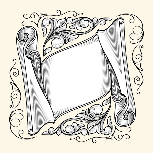 Beige Frame Met Florale Elementen Vectorillustratie — Stockvector