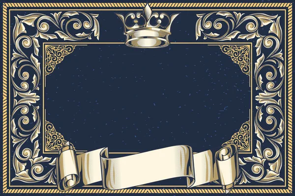 taç ve çiçek dekorasyon, vektör çizim ile süslü kartı